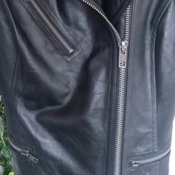 Marks & Spencer Black Leather Motorcycle Jacket - Picture 6 of 8